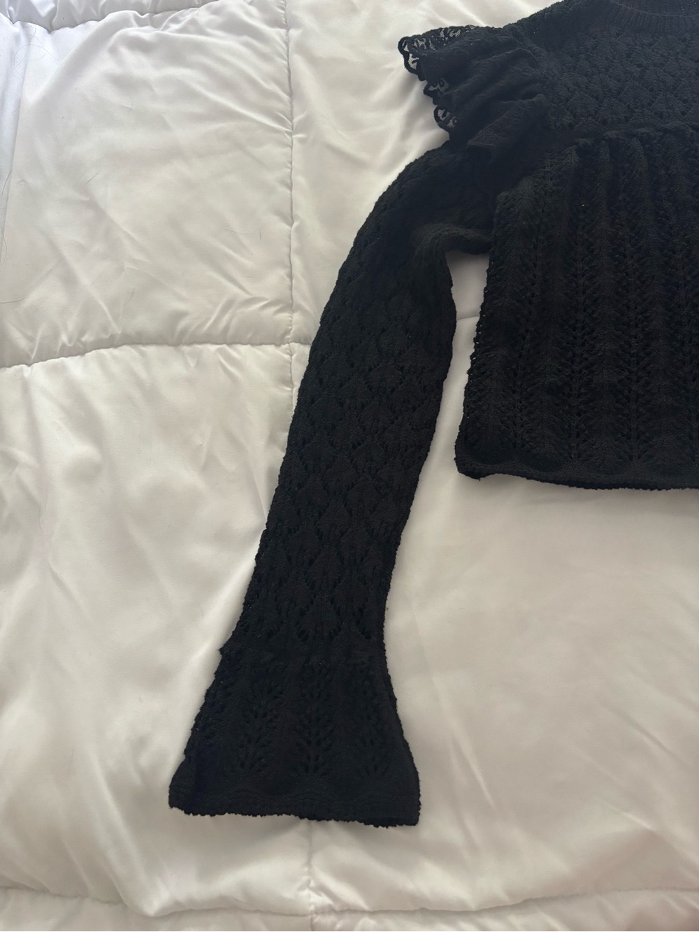 Zara Pointelle Ruffle Sweater - Picture 6 of 8
